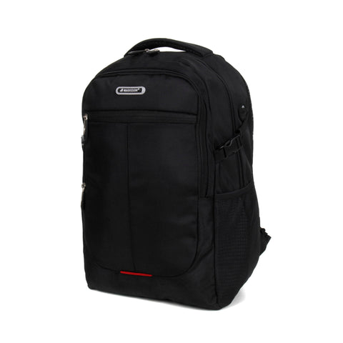 Sac à dos business Madisson en polyester 1680D – Sac professionnel avec compartiment pour ordinateur 17 pouces, compatible dossiers A4, grande poche frontale, poches latérales extensibles, dos et bretelles rembourrés. Idéal pour le travail, les études et les voyages d’affaires au Maroc.
