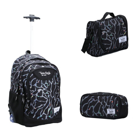 PACK TEENPACK JUNIOR Trolley + Trousse + Lunch Box Gris